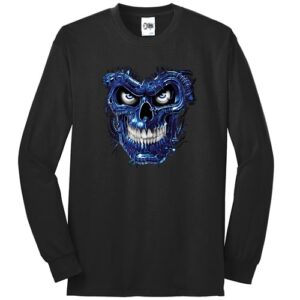 Terminator Skull Blue – Tall Long Sleeve Graphic Tee