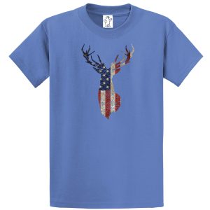 Americana Distressed Deer Flag – Tall Graphic Tee